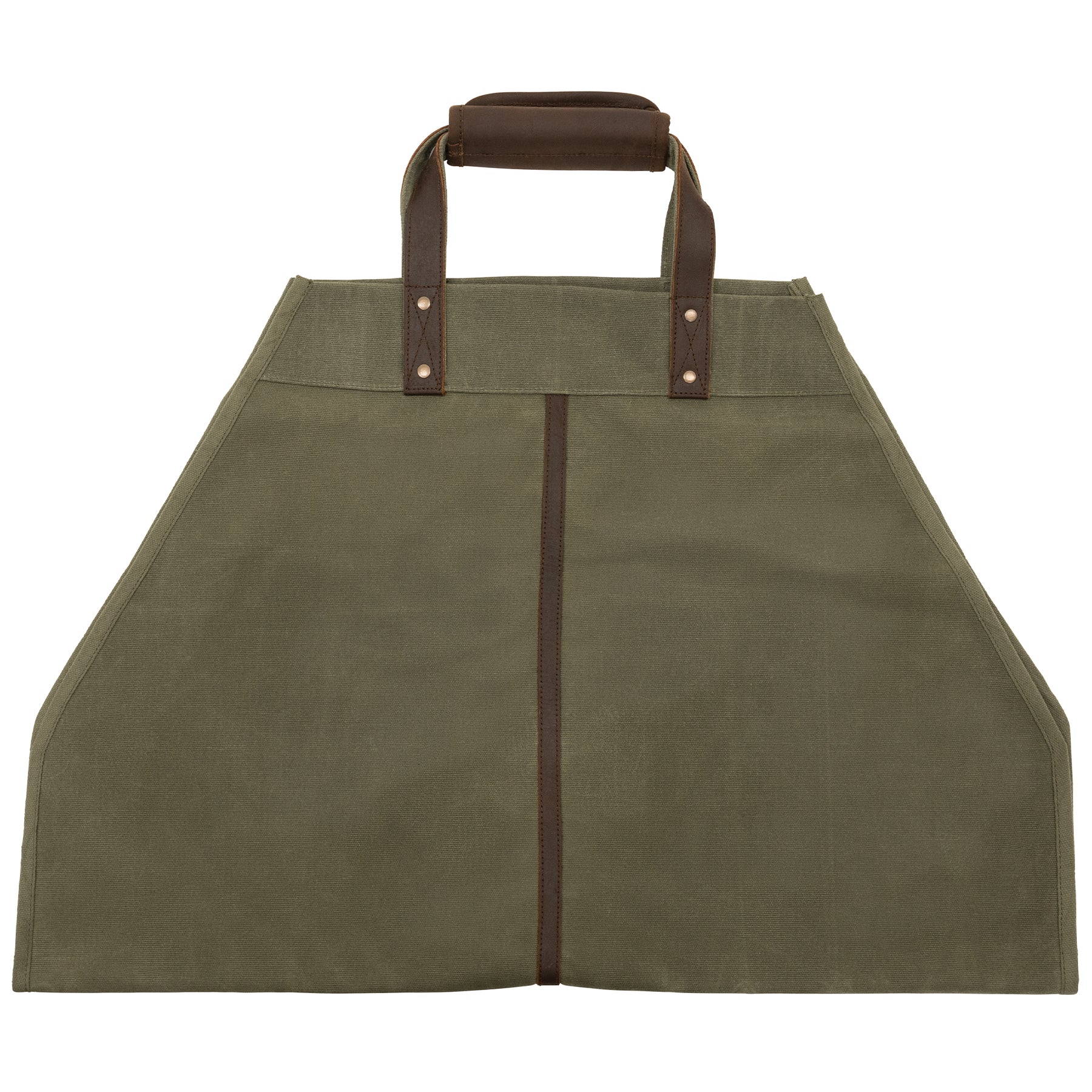 Rothco Backwoods Waxed Canvas Log Carrier Olive Drab - Heavy-Duty Firewood Tote with Leather Handles