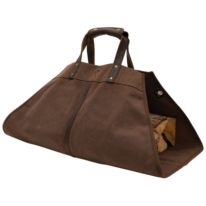 Rothco Backwoods Waxed Canvas Log Carrier Earth Brown – Heavy-Duty Firewood Carrying Bag