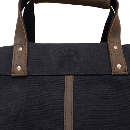 Rothco Backwoods Waxed Canvas Log Carrier Black – Heavy-Duty Firewood Carrying Bag with Leather Handles