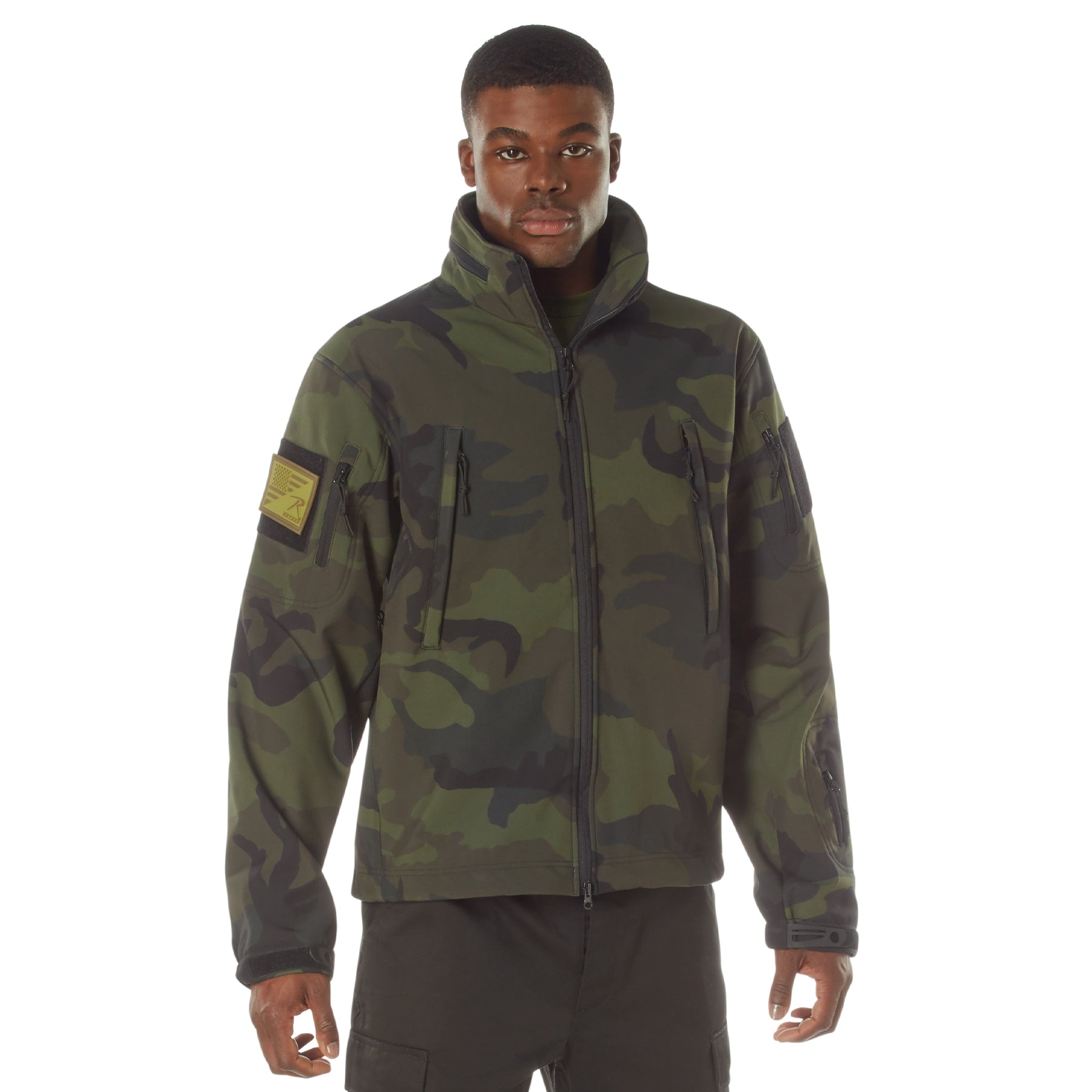 Rothco Special Ops Soft Shell Jacket in Midnight Woodland Camo, Size Large