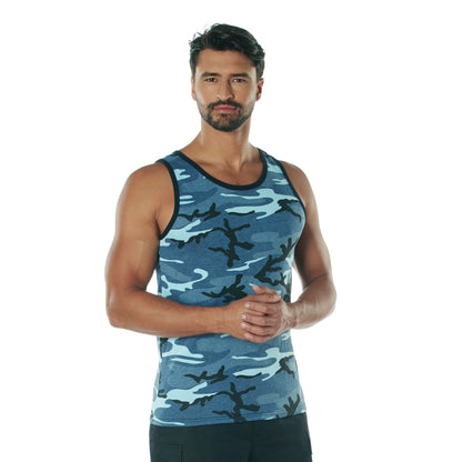 Rothco Sky Blue Camo Tank Top Size XL – Durable Sleeveless Muscle Shirt for Active Wear