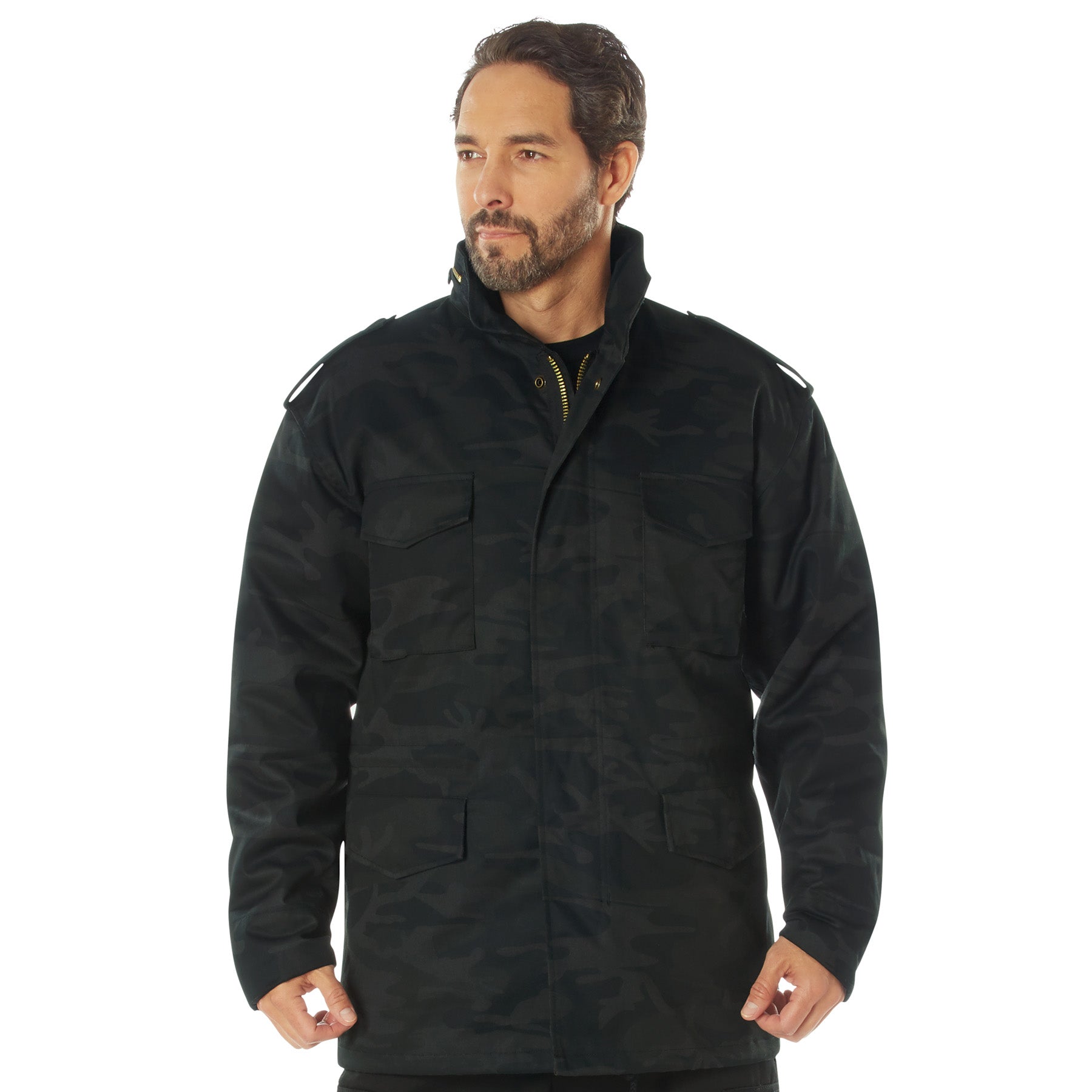 Rothco M-65 Field Jacket in Midnight Black Camo Size Small