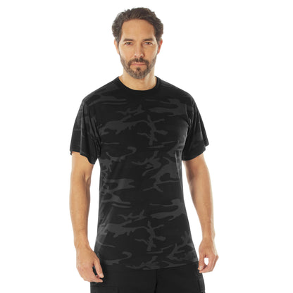 Rothco Midnight Camo Moisture Wicking T-Shirt Size Large – Black Camouflage Performance Tee