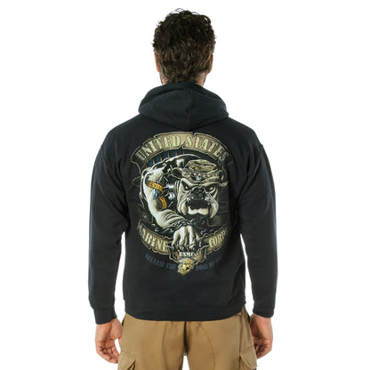 Black Ink U.S.M.C. Bulldog Hooded Pullover Sweatshirt Size S – Officially Licensed Marine Corps Apparel