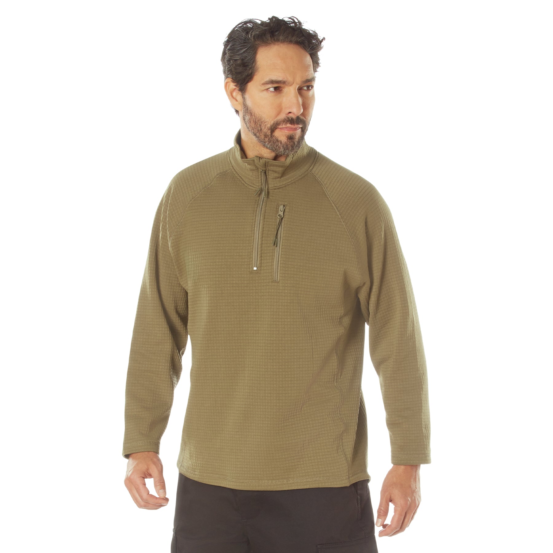 Rothco Grid Fleece Pullover Coyote Brown Size M - High-Performance Outdoor Mid-Layer