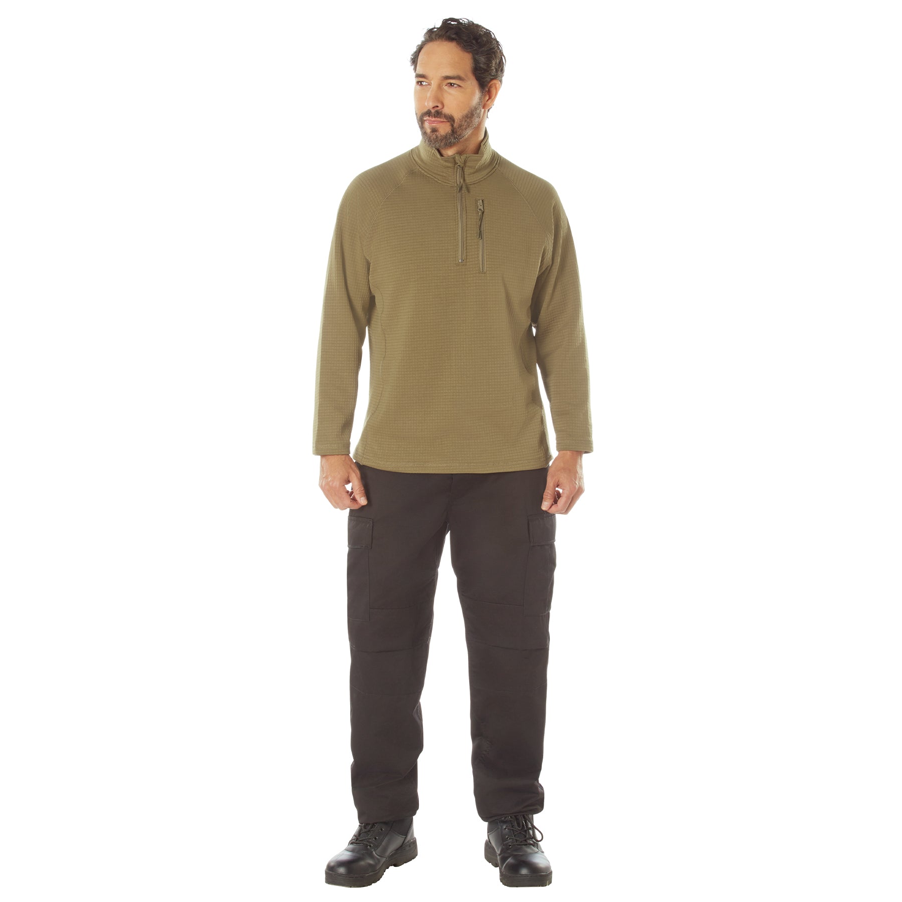 Rothco Grid Fleece Pullover Coyote Brown Size 3XL - Lightweight Thermal Outerwear for Outdoor Activities