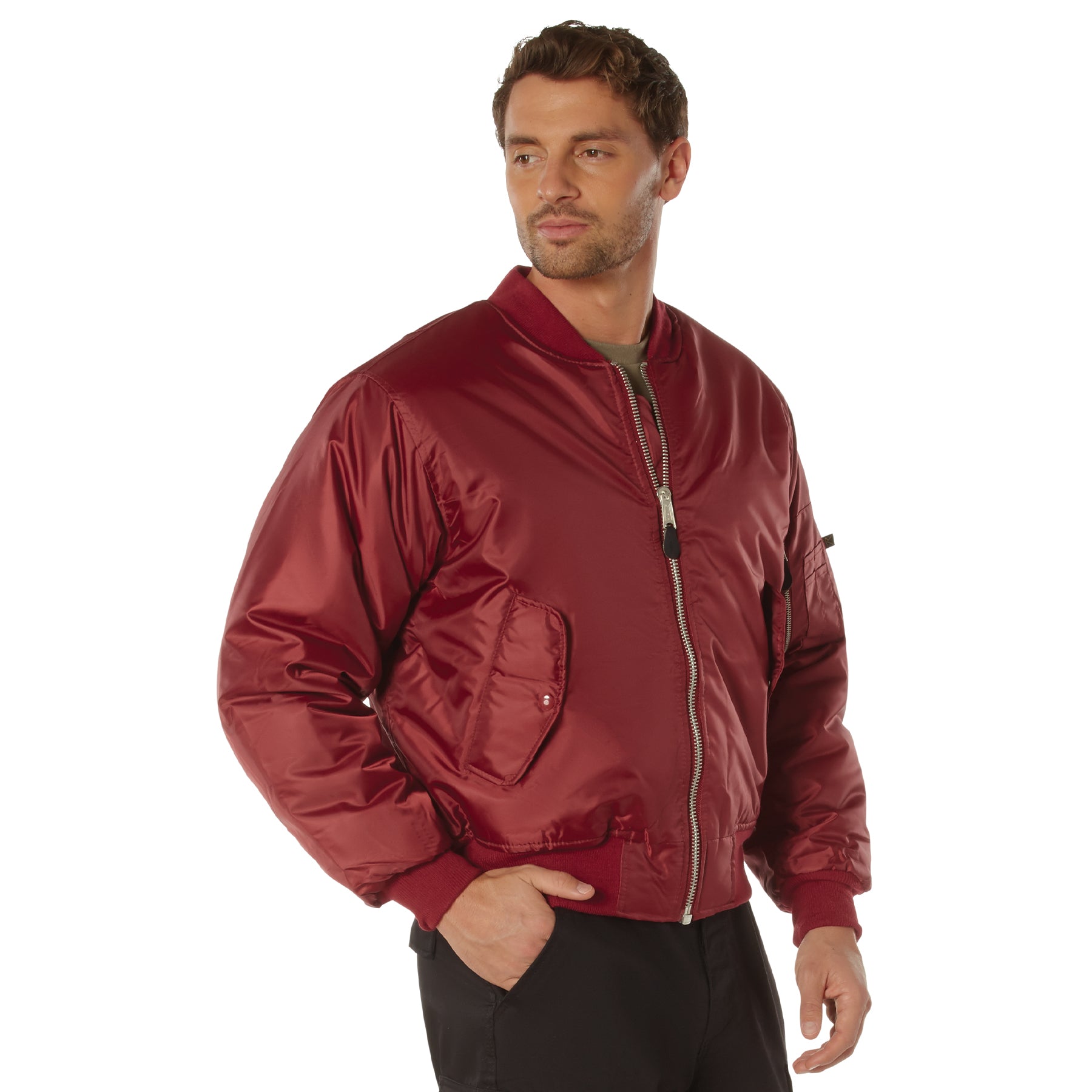 Rothco MA-1 Flight Jacket Red Size M – Classic Military Bomber Style with Insulation and Utility Pockets