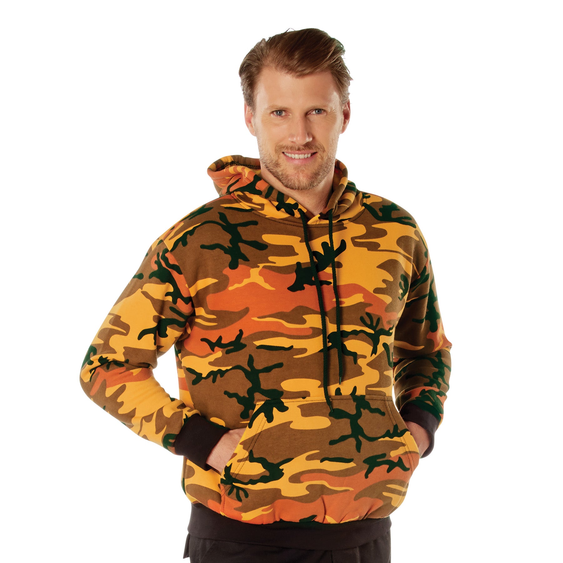 Rothco Camo Pullover Hooded Sweatshirt in Savage Orange Camo - Size Small