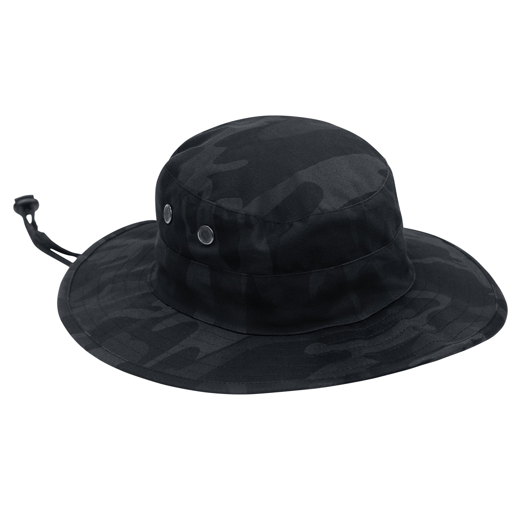 Rothco Adjustable Boonie Hat Midnight Black Camo - Durable Wide Brim Outdoor Cap for Hunting, Fishing, and Hiking
