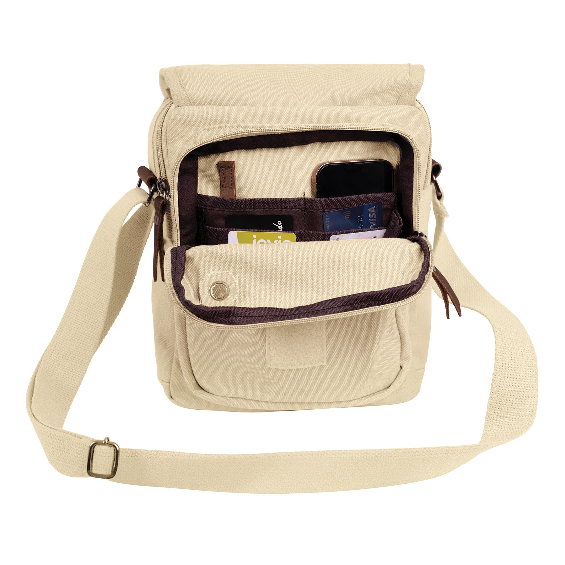 Rothco Every Day Work Shoulder Bag Khaki - Durable Canvas Crossbody Bag with Multiple Compartments