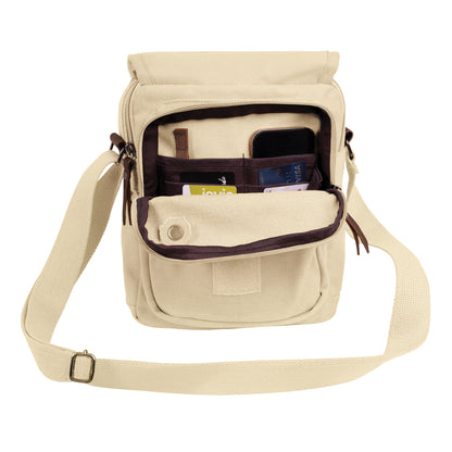 Rothco Every Day Work Shoulder Bag Khaki - Durable Canvas Crossbody Bag with Multiple Compartments