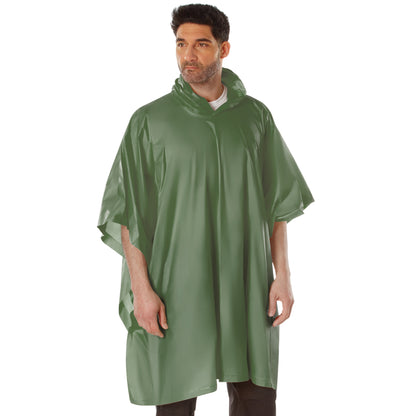 Rothco Waterproof Vinyl Rain Poncho Olive Drab Part Number 3682-OD