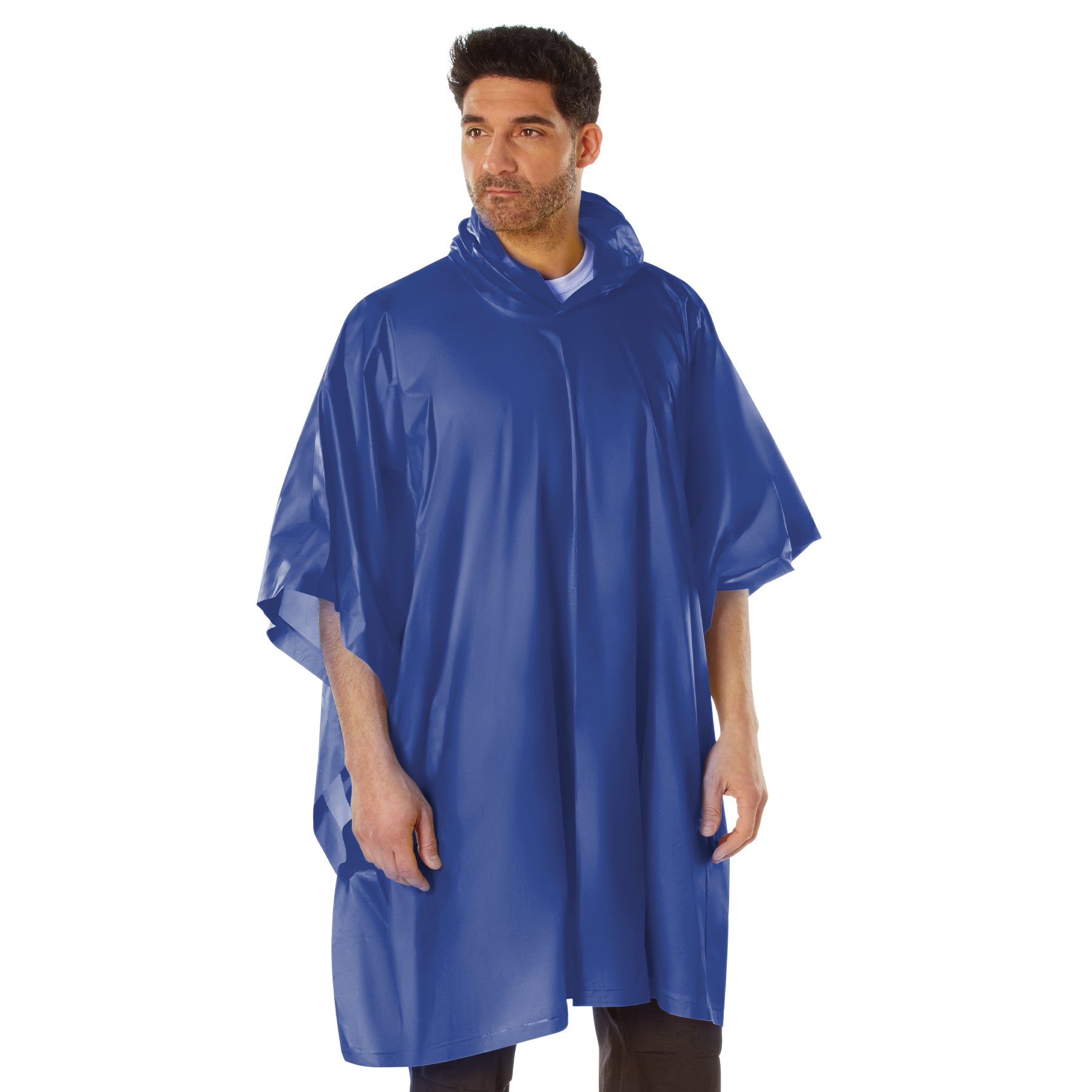 Rothco Navy Blue Waterproof Vinyl Rain Poncho with Hood – Part Number 3682-NB