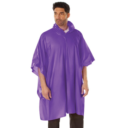 Rothco Purple Waterproof Vinyl Rain Poncho — Heavy-Duty Emergency Weather Protection