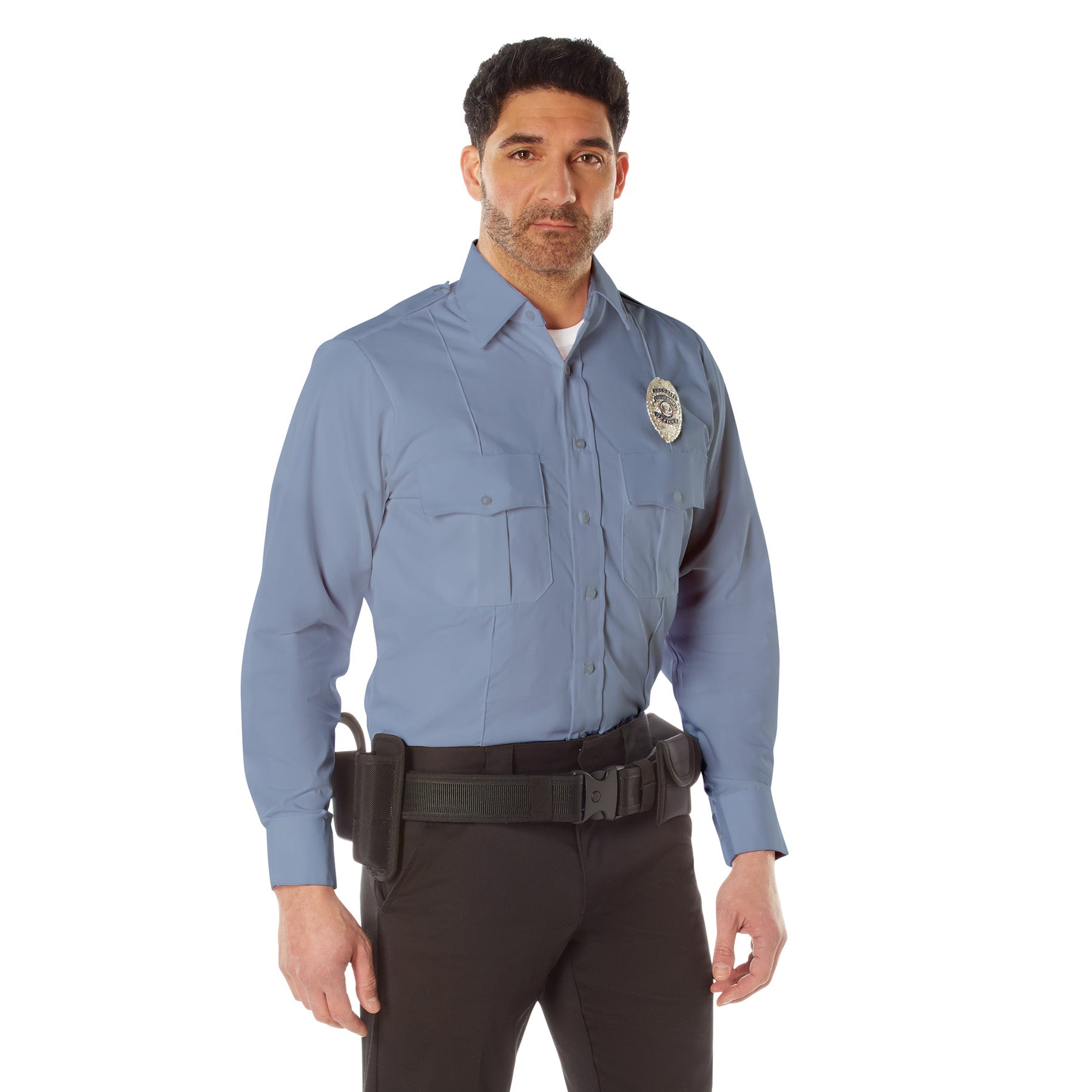 Rothco Long Sleeve Uniform Shirt Light Blue Size Small with Epaulets and Pockets
