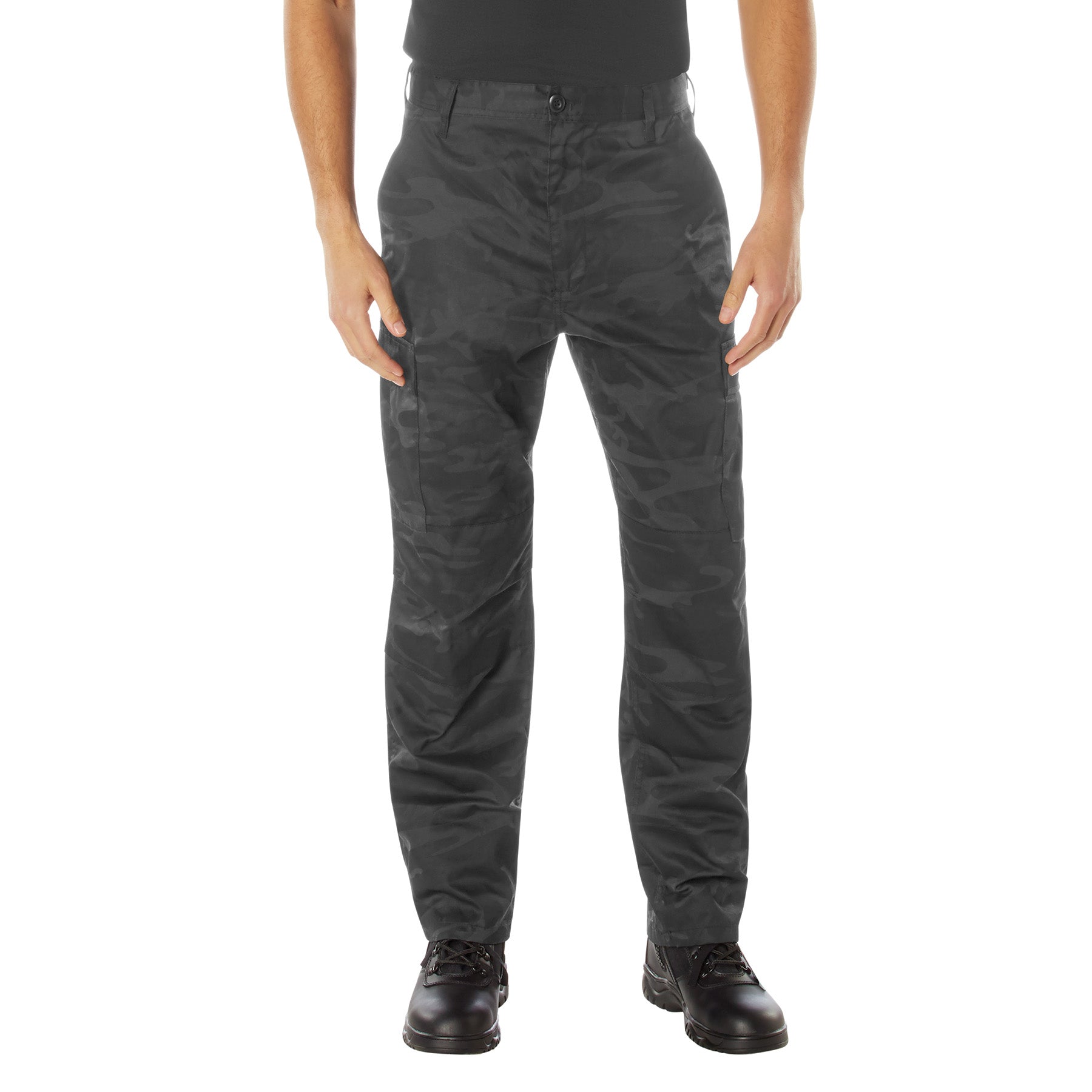 Rothco Color Camo Tactical BDU Pants – Midnight Black Camo, Size Small