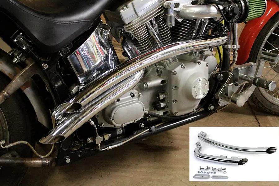 V-Twin Curved Radius 2 inch Drag Pipe Set Chrome for Harley Davidson FXST (1986-1995) by V-Twin