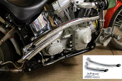 V-Twin Curved Radius 2 inch Drag Pipe Set Chrome for Harley Davidson FXST (1986-1995) by V-Twin