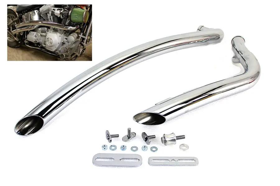 V-Twin Curved Radius 2 inch Drag Pipe Set Chrome for Harley Davidson FXST (1986-1995) by V-Twin