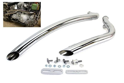 V-Twin Curved Radius 2 inch Drag Pipe Set Chrome for Harley Davidson FXST (1986-1995) by V-Twin