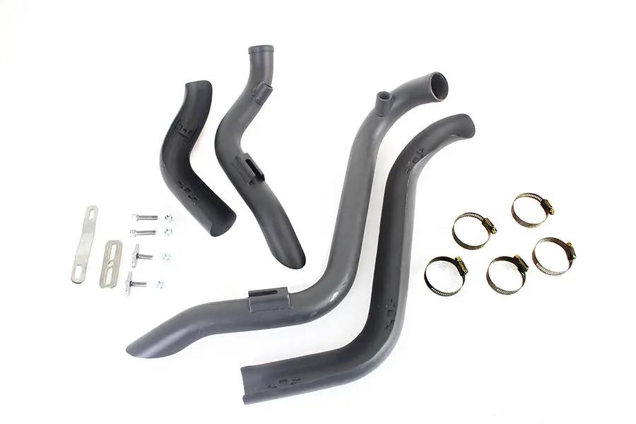 V-Twin 30-0021 Straight Down Drag Pipe Set Black with Heat Shields for Harley Davidson FXST 1986-1995 by V-Twin