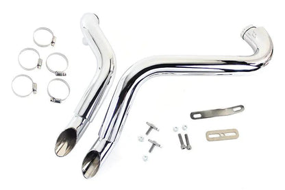 V-Twin Straight Down Drag Pipe Set Chrome with Heat Shields for Harley Davidson FXST 1986-1995 by V-Twin