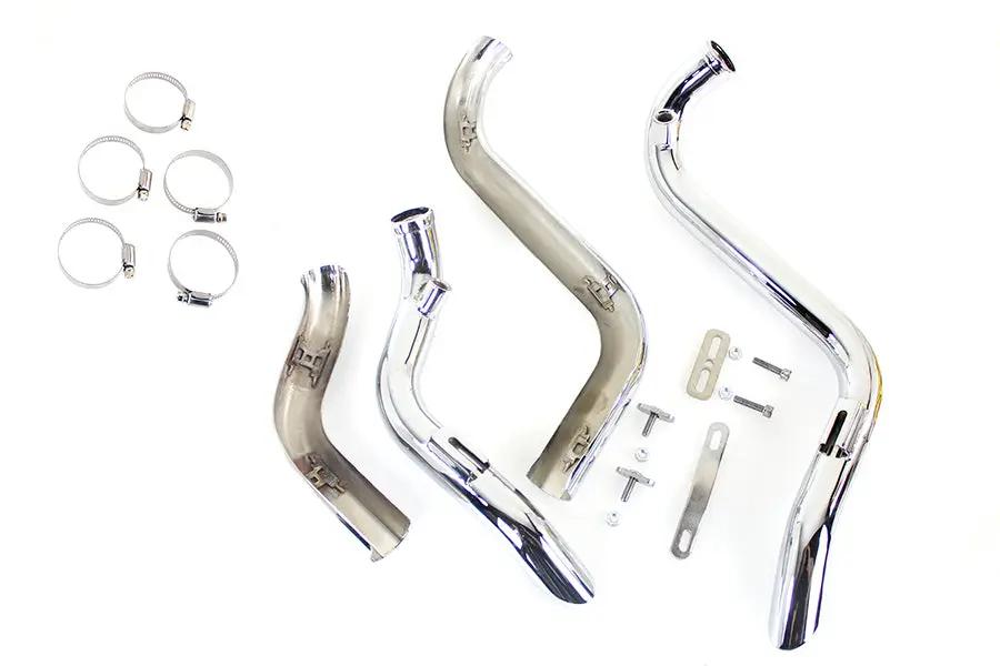 V-Twin Straight Down Drag Pipe Set Chrome with Heat Shields for Harley Davidson FXST 1986-1995 by V-Twin