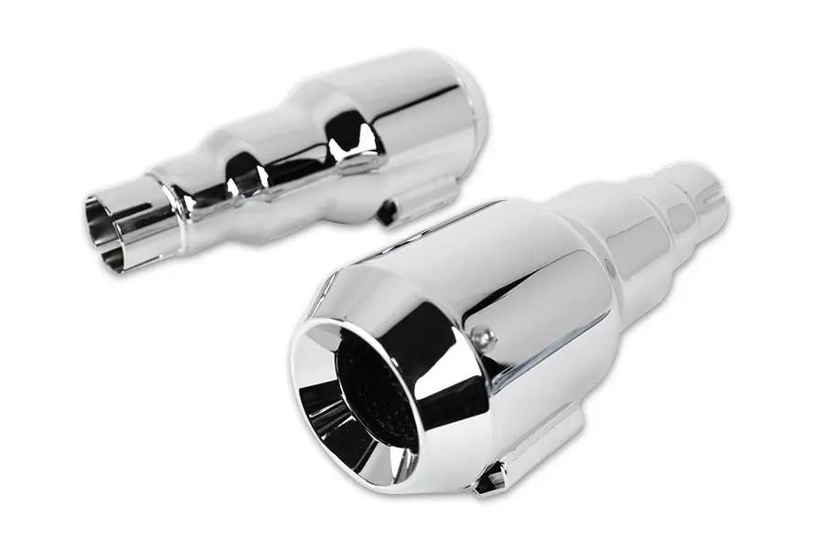 V-Twin Grenade Muffler Set Chrome - 28cm Length with Channel Mount for Motorcycles by V-Twin