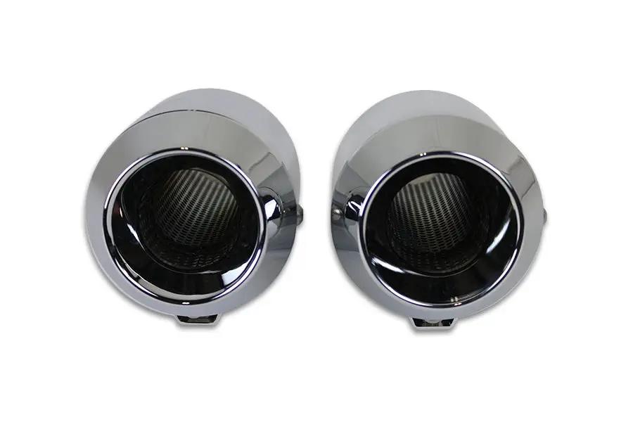 V-Twin Grenade Muffler Set Chrome - 28cm Length with Channel Mount for Motorcycles by V-Twin