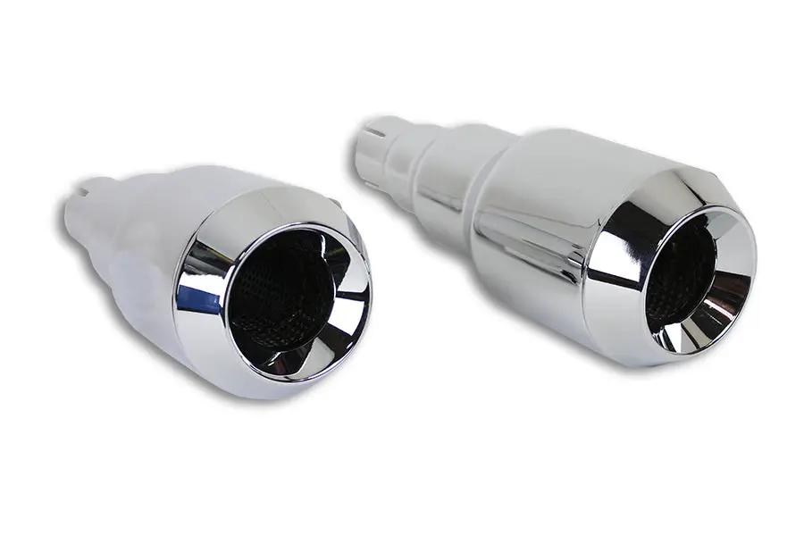 V-Twin Grenade Muffler Set Chrome - 28cm Length with Channel Mount for Motorcycles by V-Twin