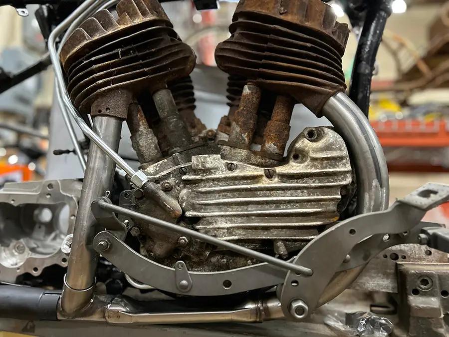 V-Twin 45 Inch Exhaust Header Set for Harley Davidson WL - Raw Finish by V-Twin