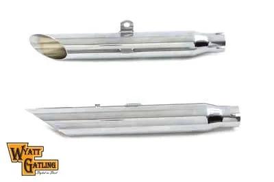 Wyatt Gatling Chrome Slash Slip-On Muffler Set for Harley Davidson XL (1980-1989) by Wyatt Gatling
