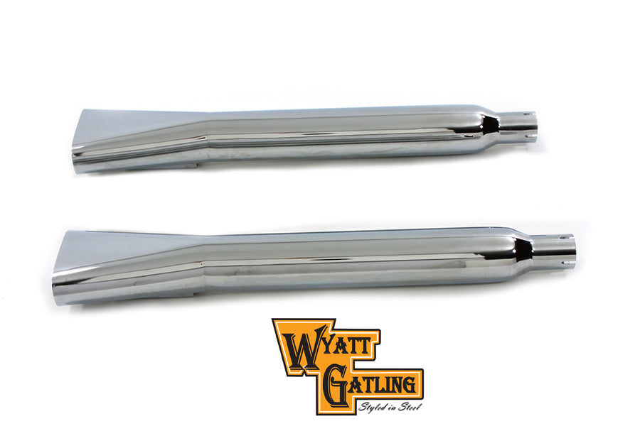 Wyatt Gatling Wide Oval Muffler Set for Harley Davidson FLT – 3 Inch Diameter, Pair