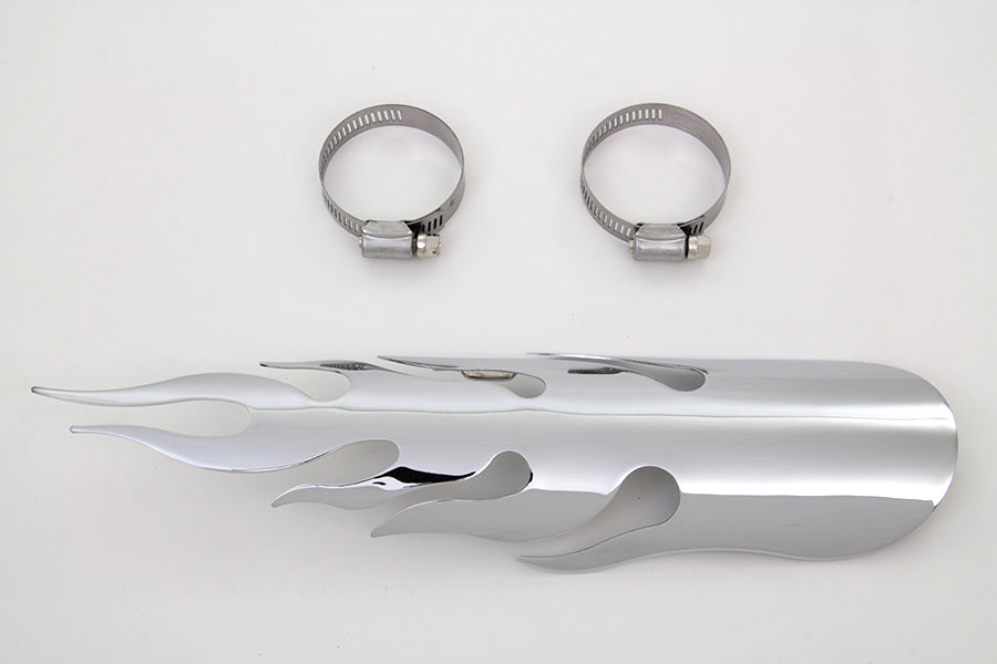 V-Twin Chrome Flame Heat Shield Part 63057A – 12 Inch Universal Exhaust Heat Protection