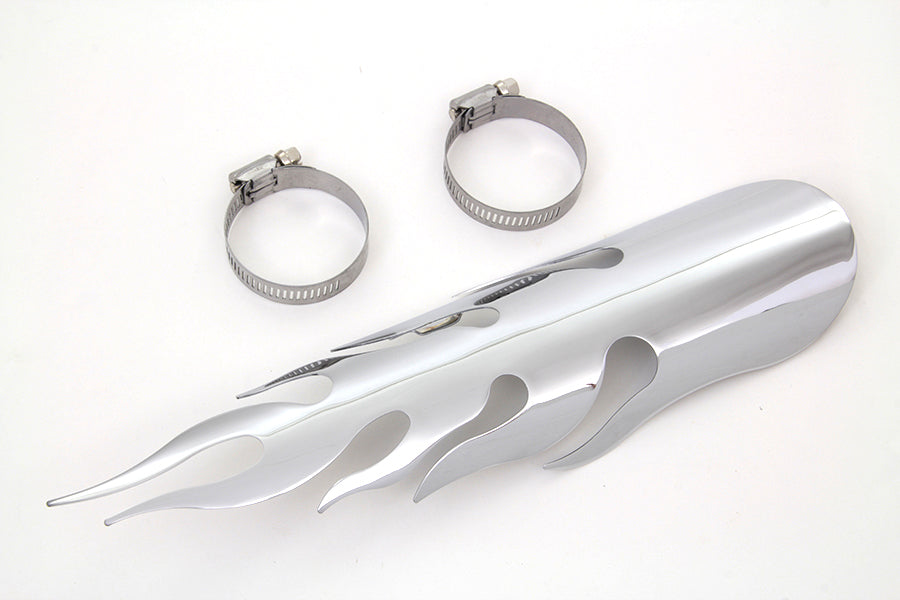 V-Twin Chrome Flame Heat Shield Part 63057A – 12 Inch Universal Exhaust Heat Protection