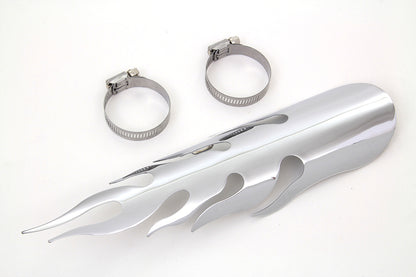 V-Twin Chrome Flame Heat Shield Part 63057A – 12 Inch Universal Exhaust Heat Protection
