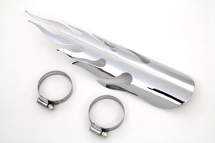 V-Twin Chrome Flame Heat Shield Part 63057A – 12 Inch Universal Exhaust Heat Protection
