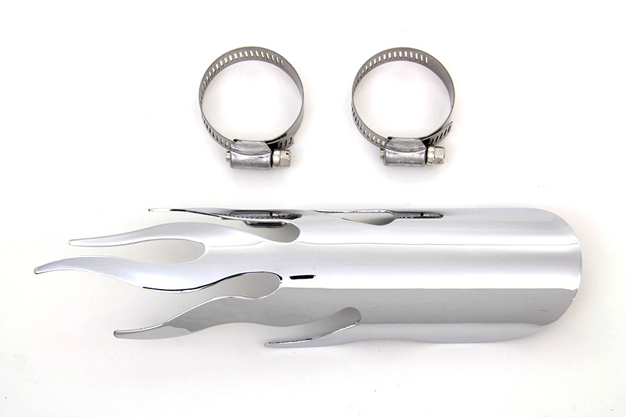 V-Twin Chrome Flame Heat Shield 9 Inch with Clamps - Part #63559