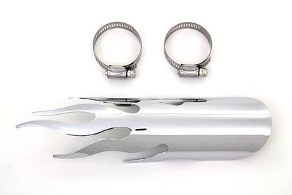 V-Twin Chrome Flame Heat Shield 9 Inch with Clamps - Part #63559