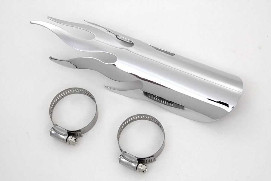 V-Twin Chrome Flame Heat Shield 9 Inch with Clamps - Part #63559