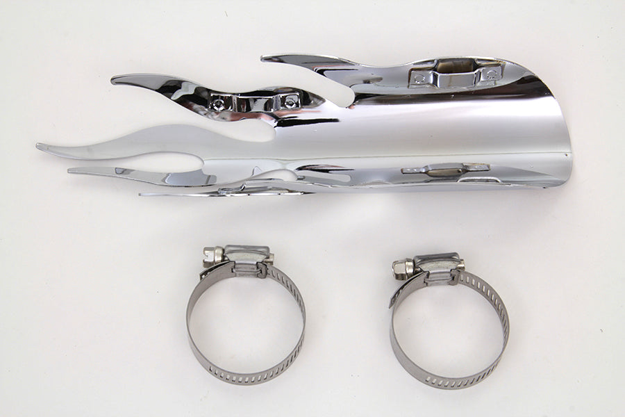 V-Twin Chrome Flame Heat Shield 9 Inch with Clamps - Part #63559