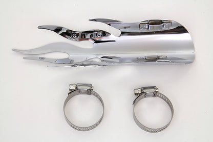 V-Twin Chrome Flame Heat Shield 9 Inch with Clamps - Part #63559