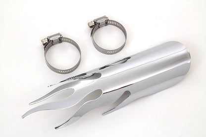 V-Twin Chrome Flame Heat Shield 9 Inch with Clamps - Part #63559