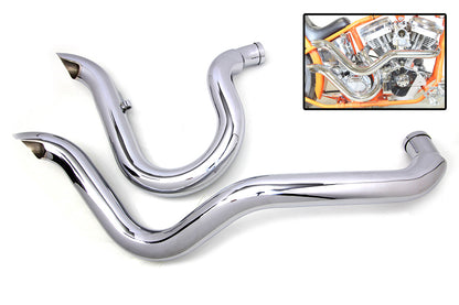 V-Twin Exhaust Drag Pipe Set Slash Cut for Evolution Style Motor - 2.125 Inch Outer Diameter