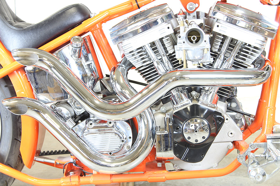 V-Twin Exhaust Drag Pipe Set Slash Cut for Evolution Style Motor - 2.125 Inch Outer Diameter