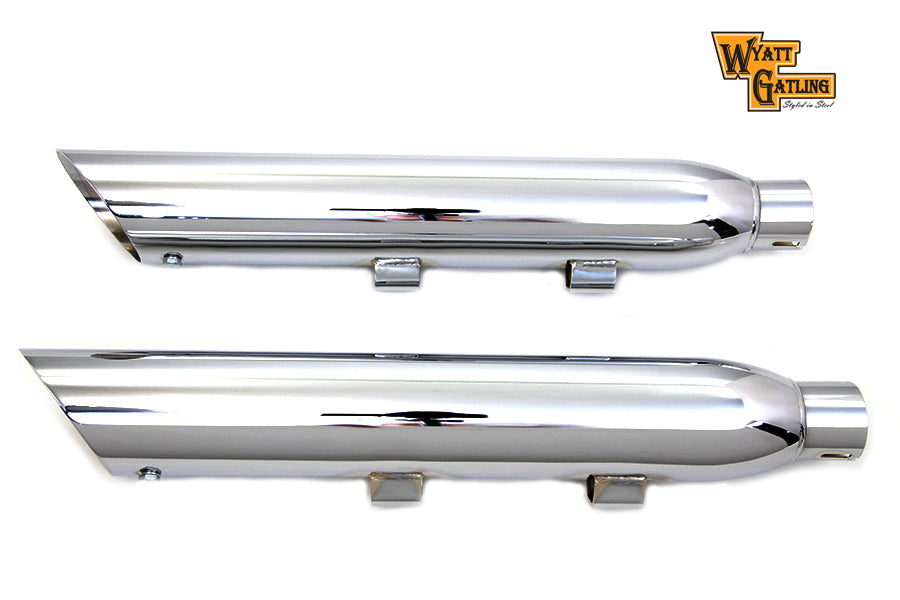 Wyatt Gatling Chrome Slash Muffler Set for Harley Davidson XL (2014-2023)