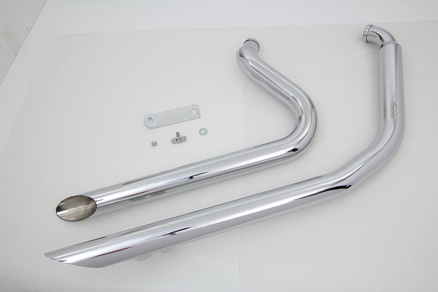 V-Twin Wyatt Gatling Exhaust Drag Pipe Set Side Slash Shorty for Harley Davidson FXST (1984-1993)