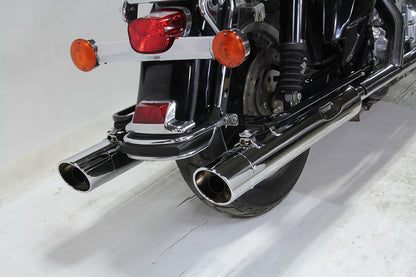 Wyatt Gatling Slash Muffler Set for Harley Davidson FLT Models - Chrome Plated Steel with Removable Baffles