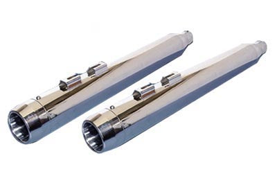 V-Twin Wyatt Gatling Muffler Set with Chrome End Caps – 3.5-inch Outer Diameter for Harley Davidson FLT (1995-2004)