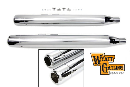 V-Twin Wyatt Gatling Muffler Set with Chrome Hollow Point End Tips for Harley Davidson FLT 1995-2004